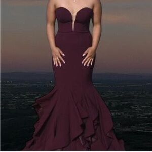 Tailor Vintage Strapless Burgundy Gown